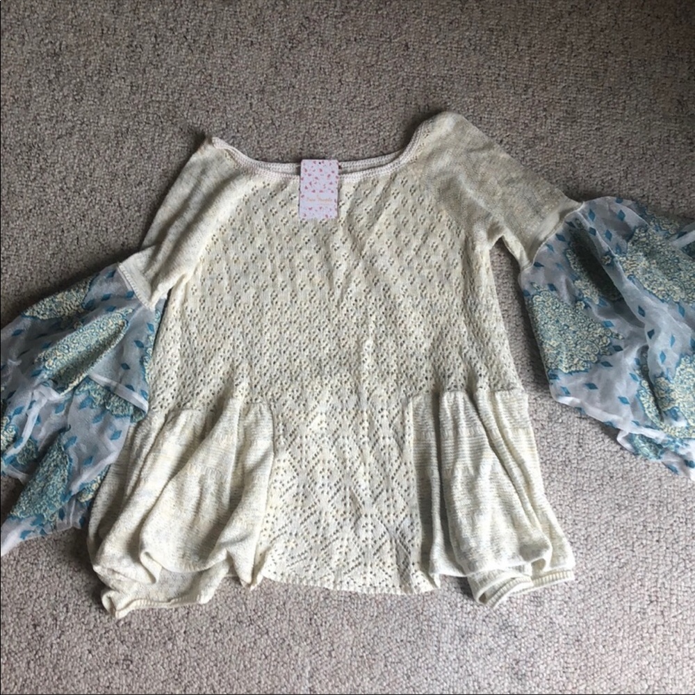 Free People Pointelle Breeze Top Flare Sleeves